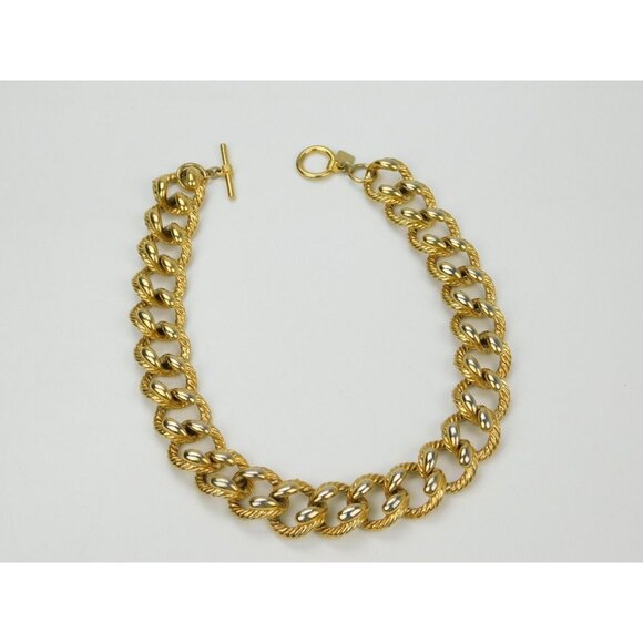 Anne Klein Jewelry - Vintage Anne Klein Heavy Chunky Textured Chain Link Gold Tone Collar Necklace
